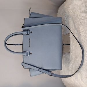 EUC Michael Kors Selma Pale Blue Satchel Bag